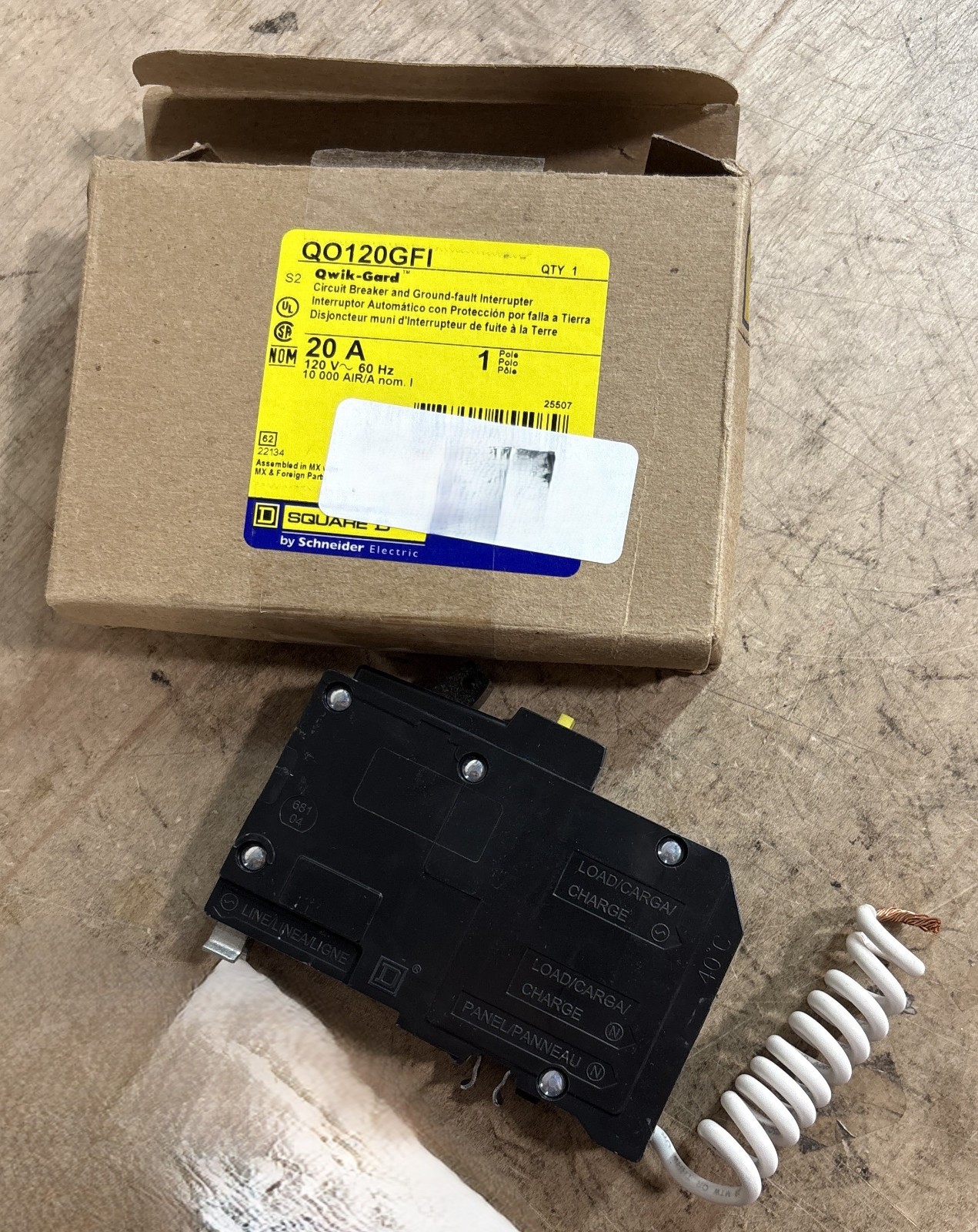 Square D – QO120GFIC QO 20A Single-Pole GFCI Circuit Breaker (Used)