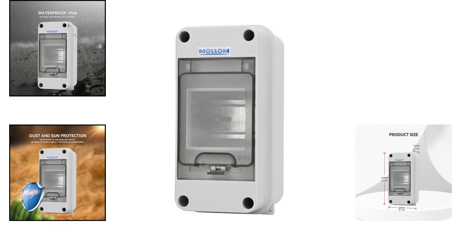 3-Way Waterproof Circuit Breaker Box for Indoor/Outdoor Use