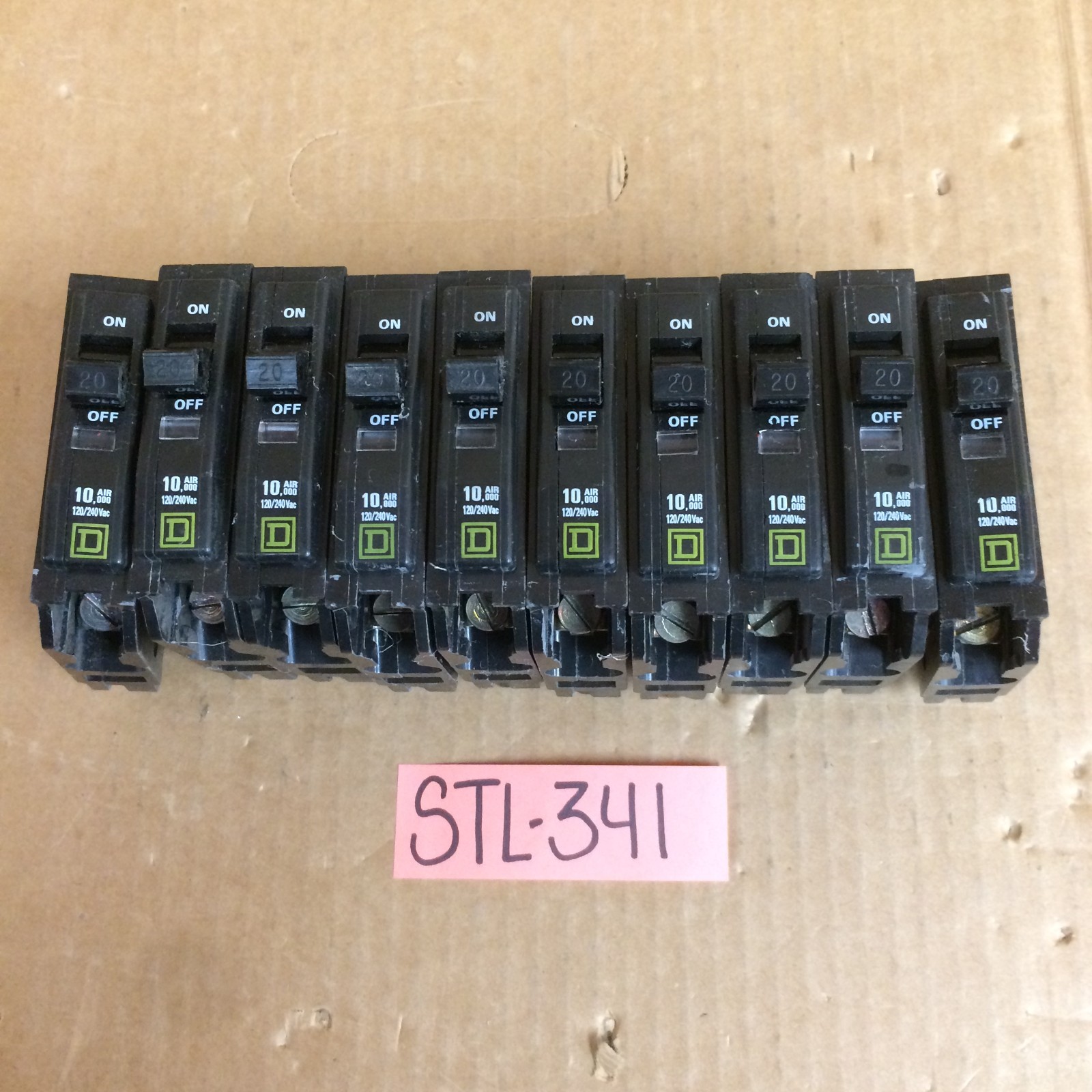 NEW TAKEOUT 10x NOS Square D QOB120 Circuit Breaker 1P 20A 120/240V 10,000 AIR