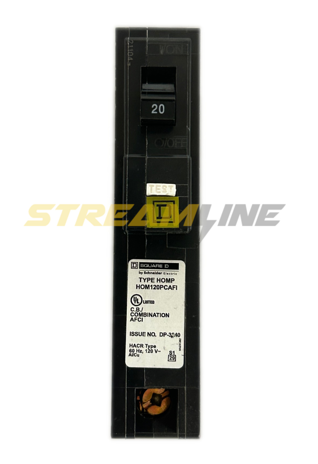 Square D HOM120PCAFI Combination Arc-Fault Circuit Breaker, 20 Amp, 120V, 1-Pole