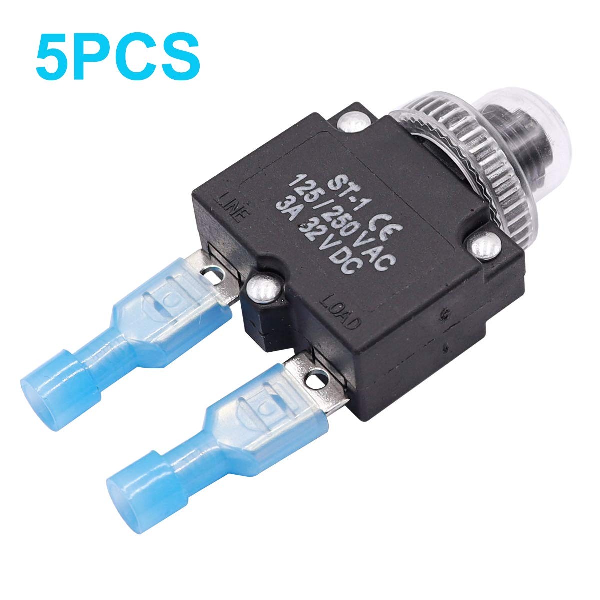 mxuteuk 5Pcs 3Amp Circuit Breakers Push Button Manual Reset 125/250V AC 32V D…