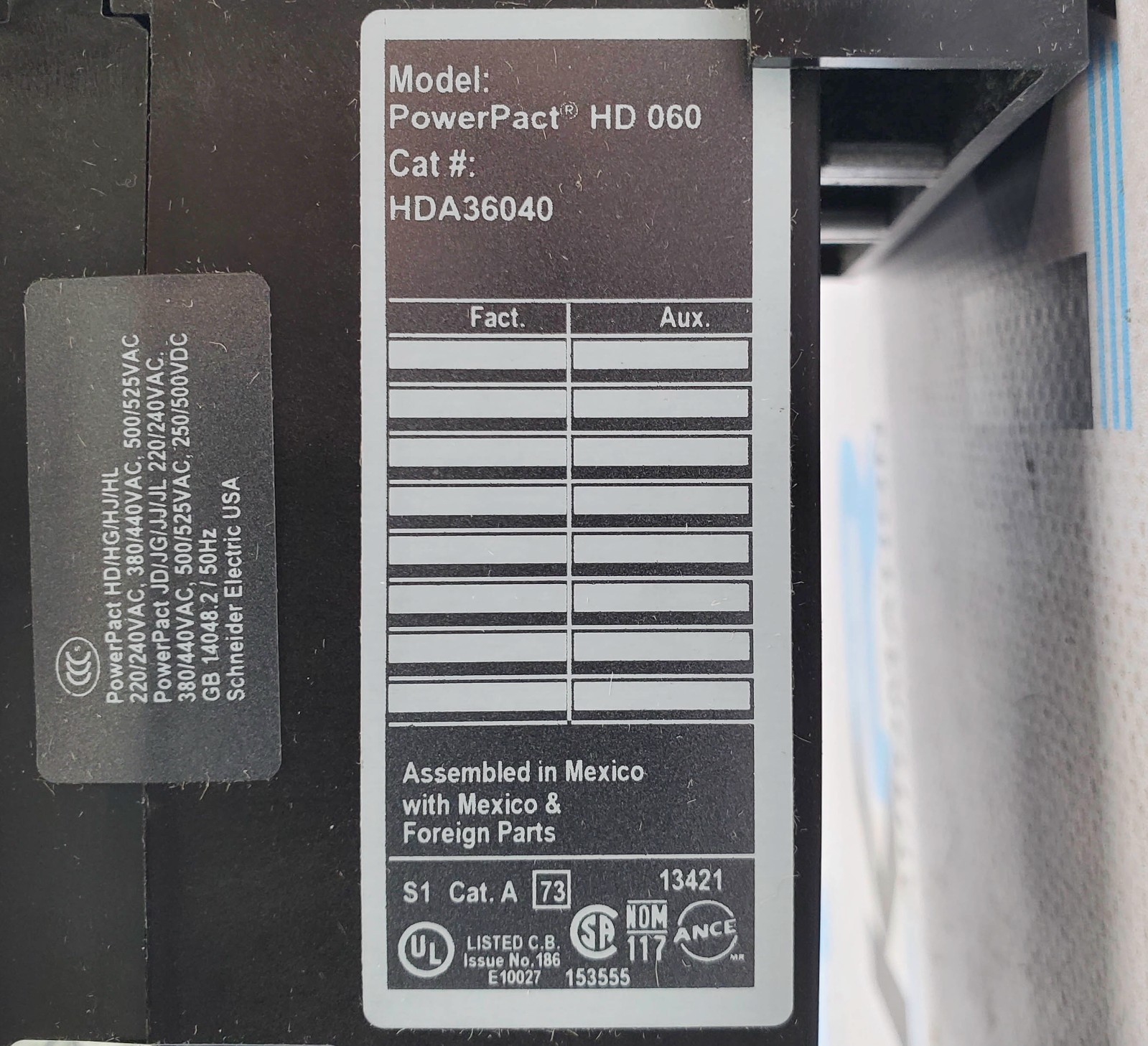 Square D HDA36040 PowerPact HD 060Circuit Breaker 3P 600V 40A
