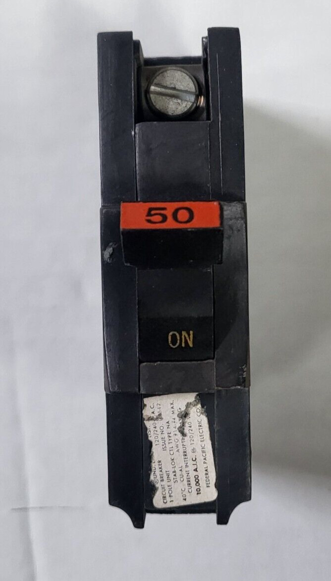 FPE 50 AMP 1 POLE NA150 STAB-LOK Thick Wide CIRCUIT BREAKER RED HANDLE