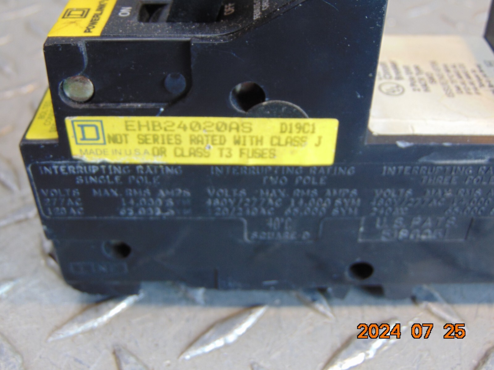 SQUARE D EHB24020AS 2-POLE REMOTE CONTROLLED CIRCUIT BREAKER EHB-AS