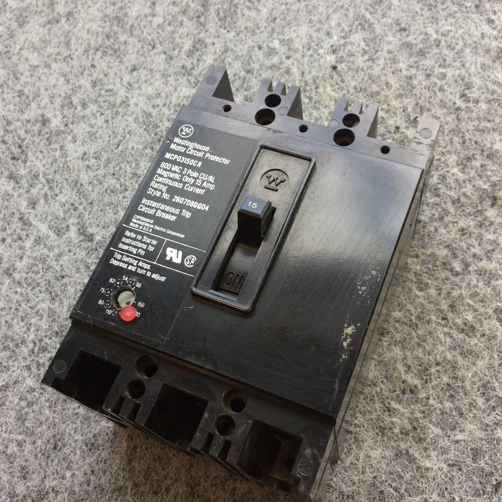 Westinghouse MCP03150CR, 15 A, 600 V, 3P, Motor Circuit Protector