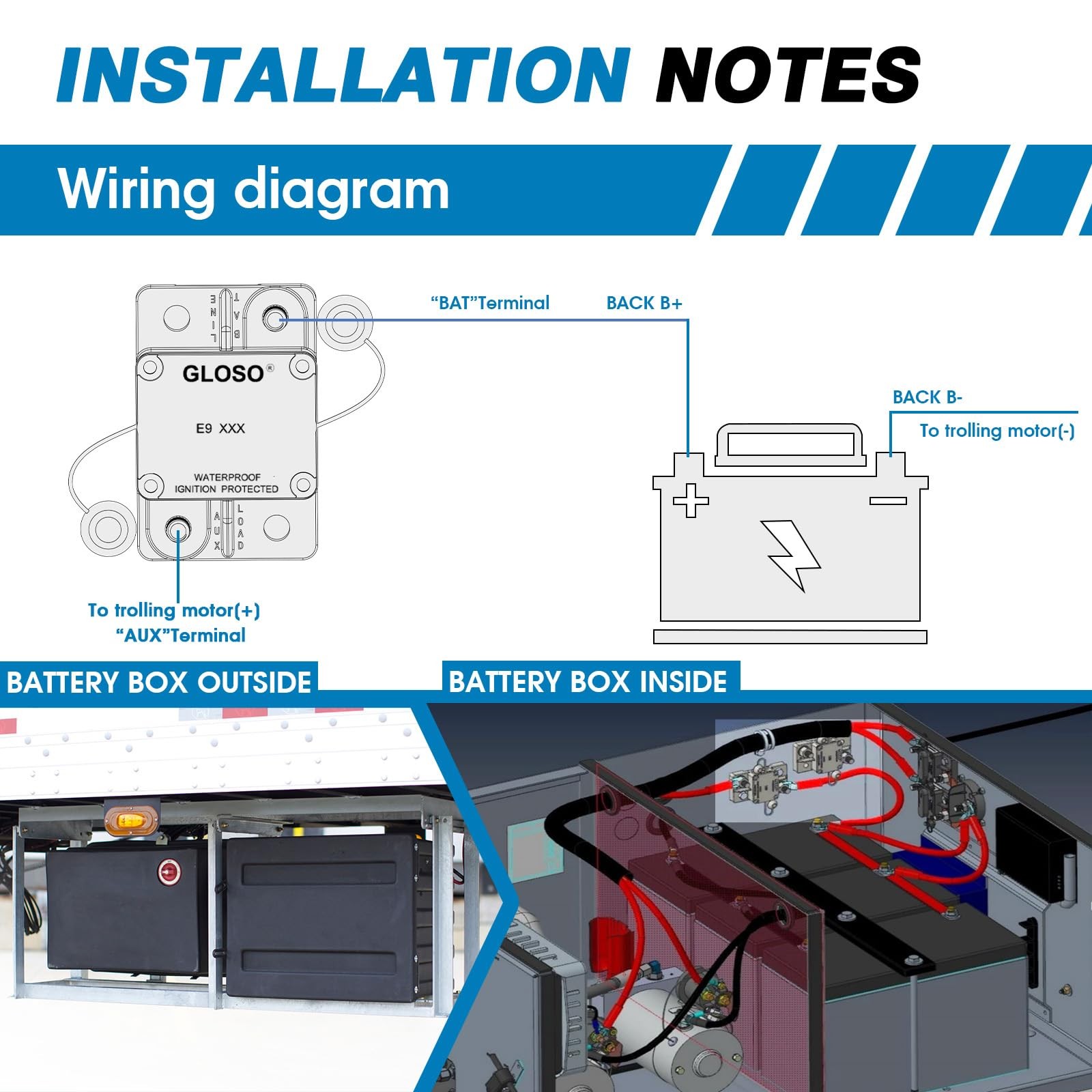 150A Auto Reset Circuit Breaker Waterproof IP67 for Marine and Automotive Use