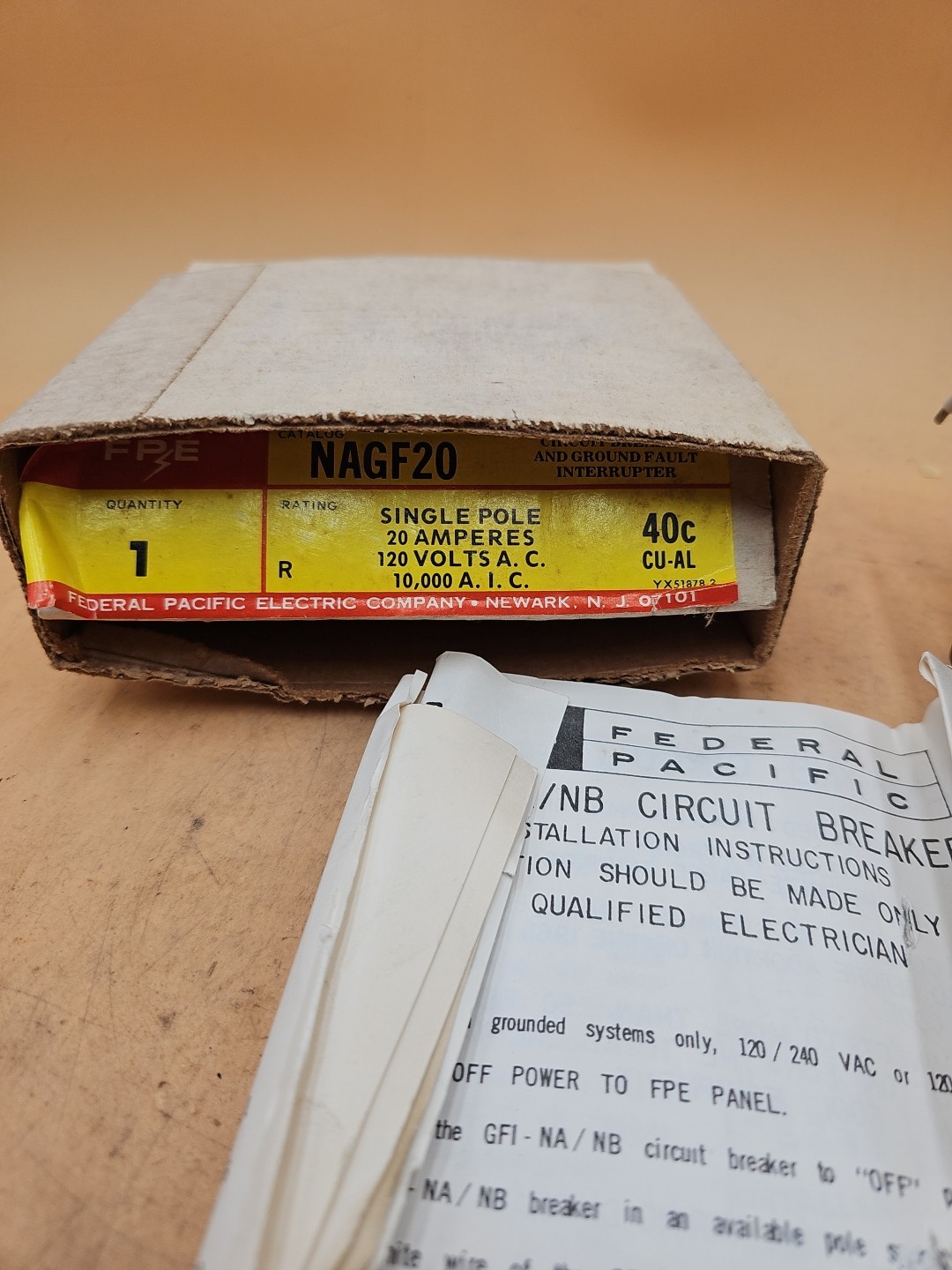 Federal Pacific FPE NA120GFI 1 Pole 20 Amp GFI Stab-Lok Circuit Breaker