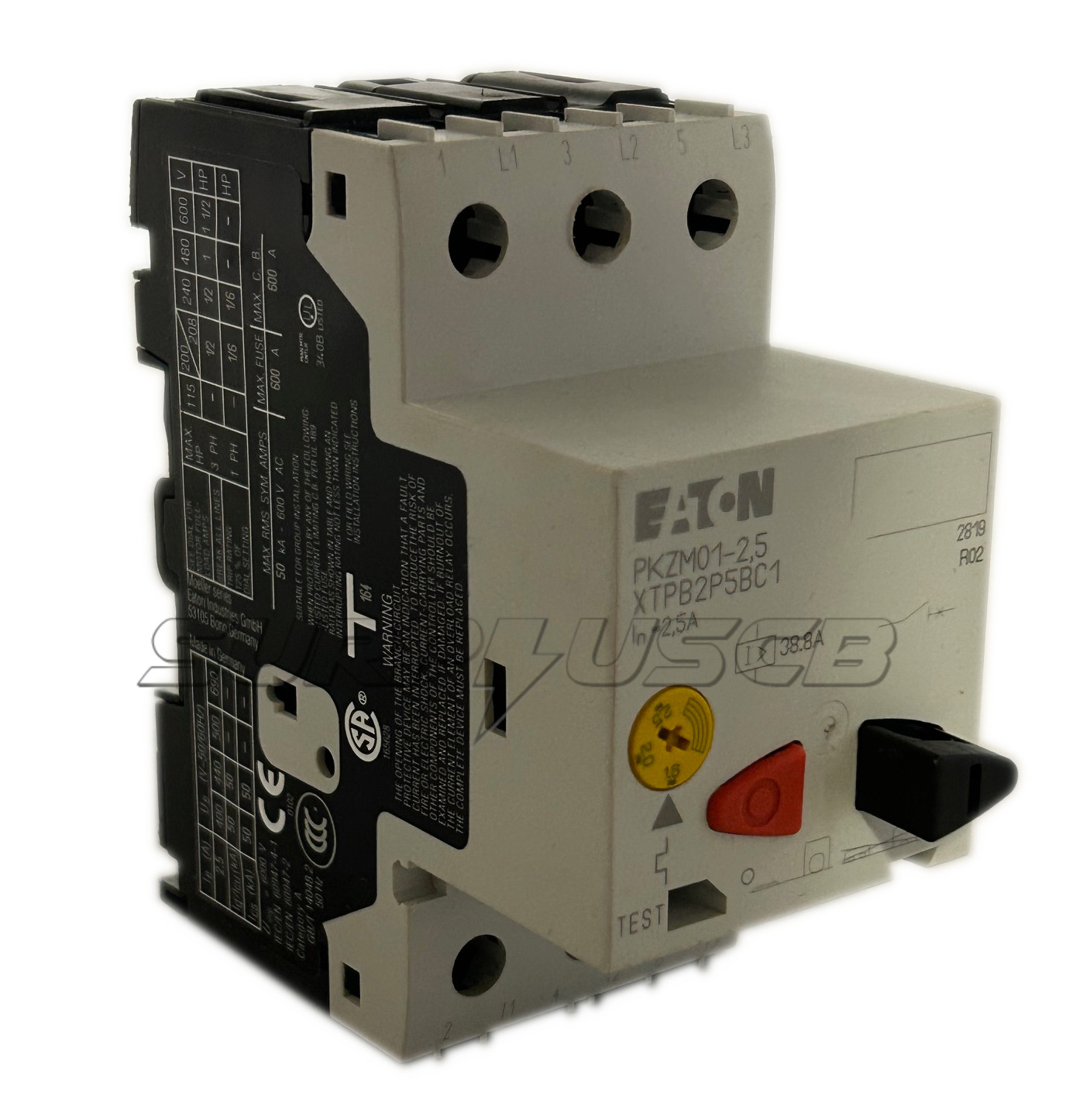 Eaton PKZM01-2,5 Motor Protective Circuit Breaker, 2.5 Amp, 690V, 3-Pole, UL489