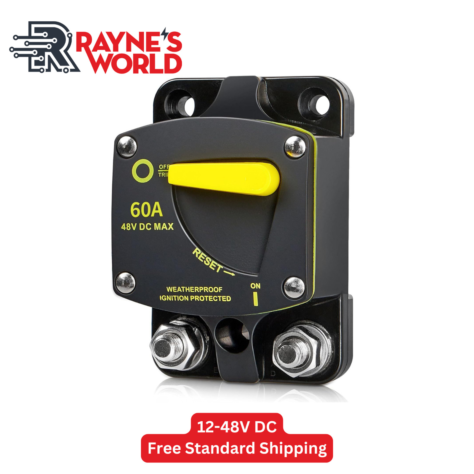 60 Amp 12-48V DC Circuit Breaker Heavy Duty Cars/Amps/Boats/Solar/Inverter/RV