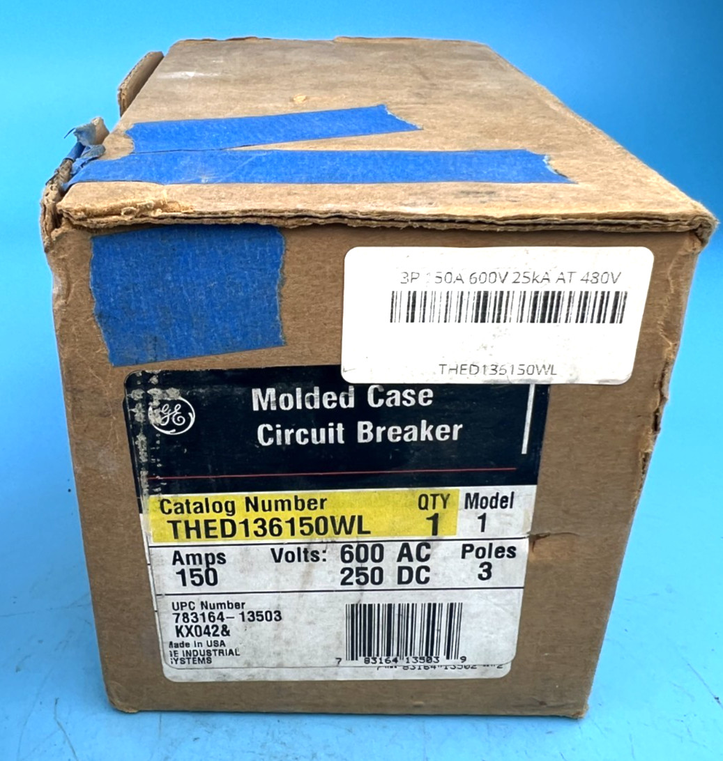 GE THED136150WL 150 Amp 3 Pole Molded Case Circuit Breaker 600V 150A — Brand New
