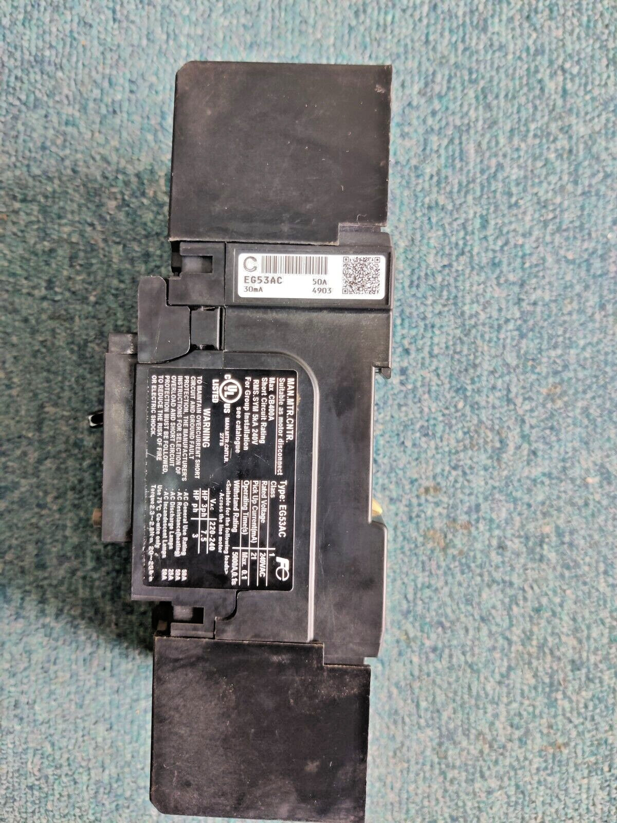 Fuji Electric FA E.L.CIRCUIT BREAKER EG53AC 50A, EB3BEAC-050B,AC 100-230V 30MA