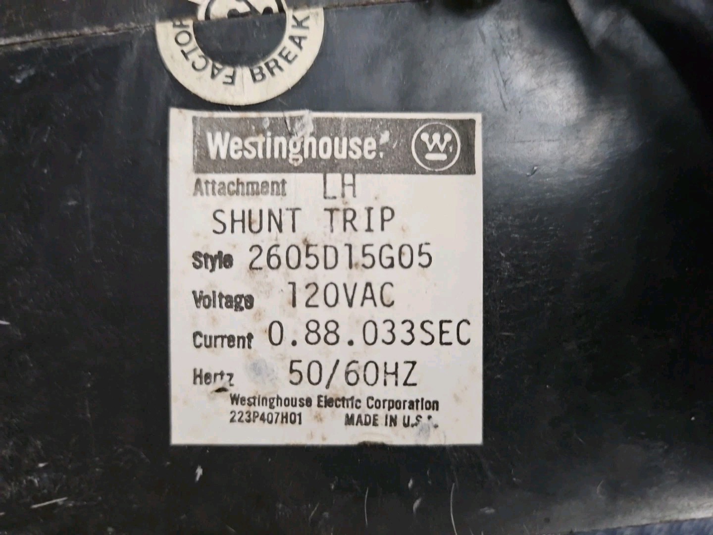 300 Amp Westinghouse Shunt Trip DA3300 Circuit Breaker 3 Pole 375D152G27 300A