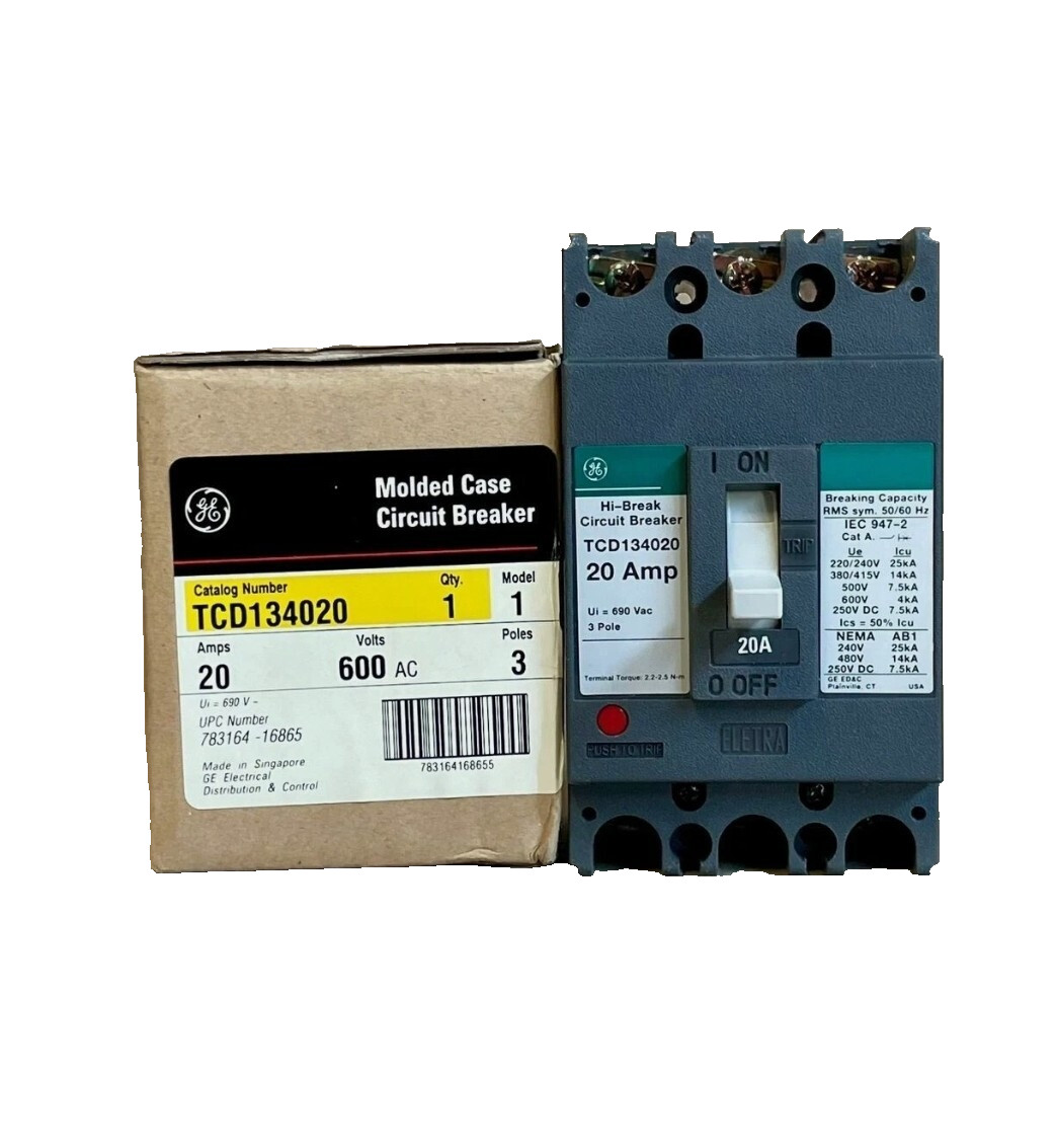 GE Circuit Breaker TCD134020 3 Poles 20 Amps