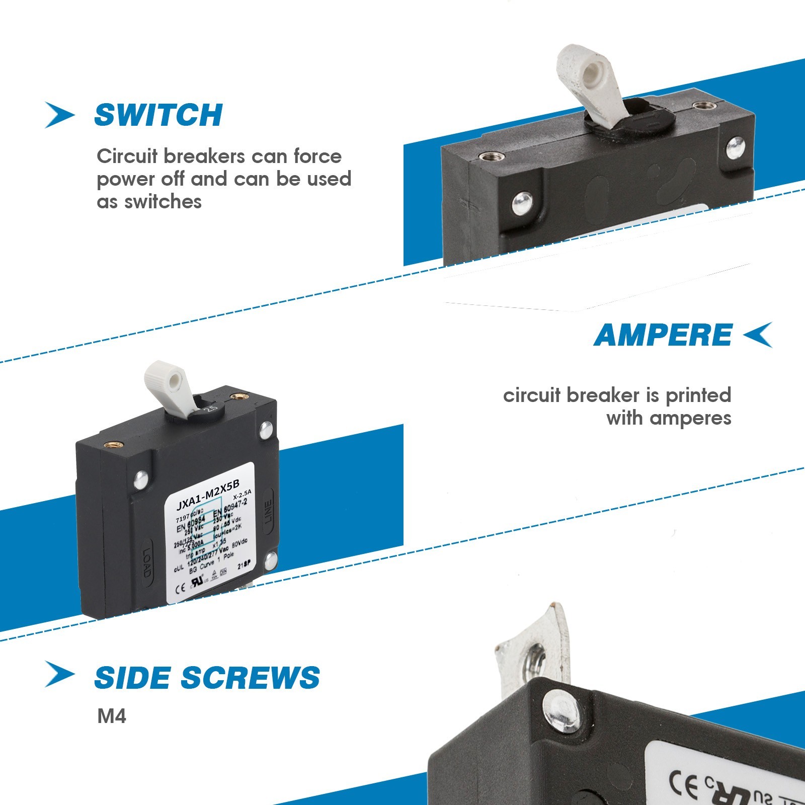 GLOSO J Type (A series) Hydraulic Magnetic Circuit Breaker, Rocker/Toggle, J1P
