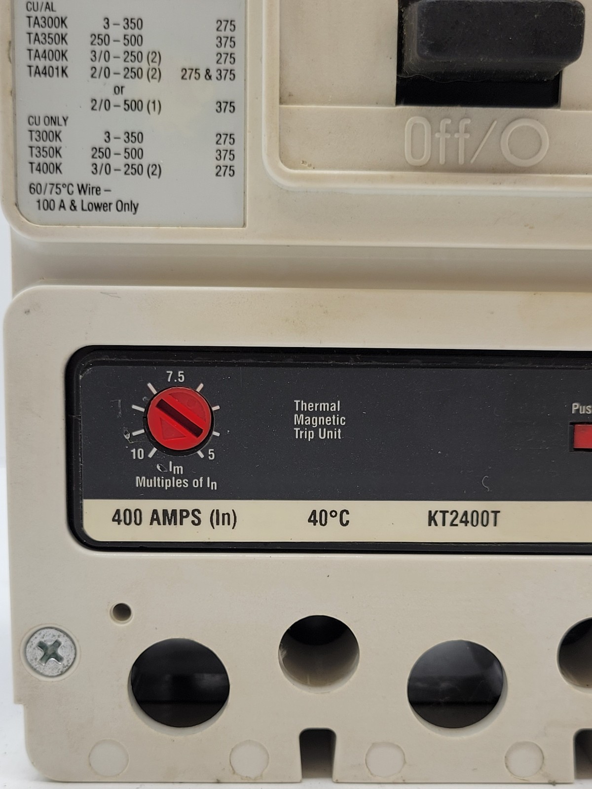 Eaton KD2400F Bolt-On Circuit Breaker 400A 2P 480V 1PH KD35K 400A KT2400T Trip