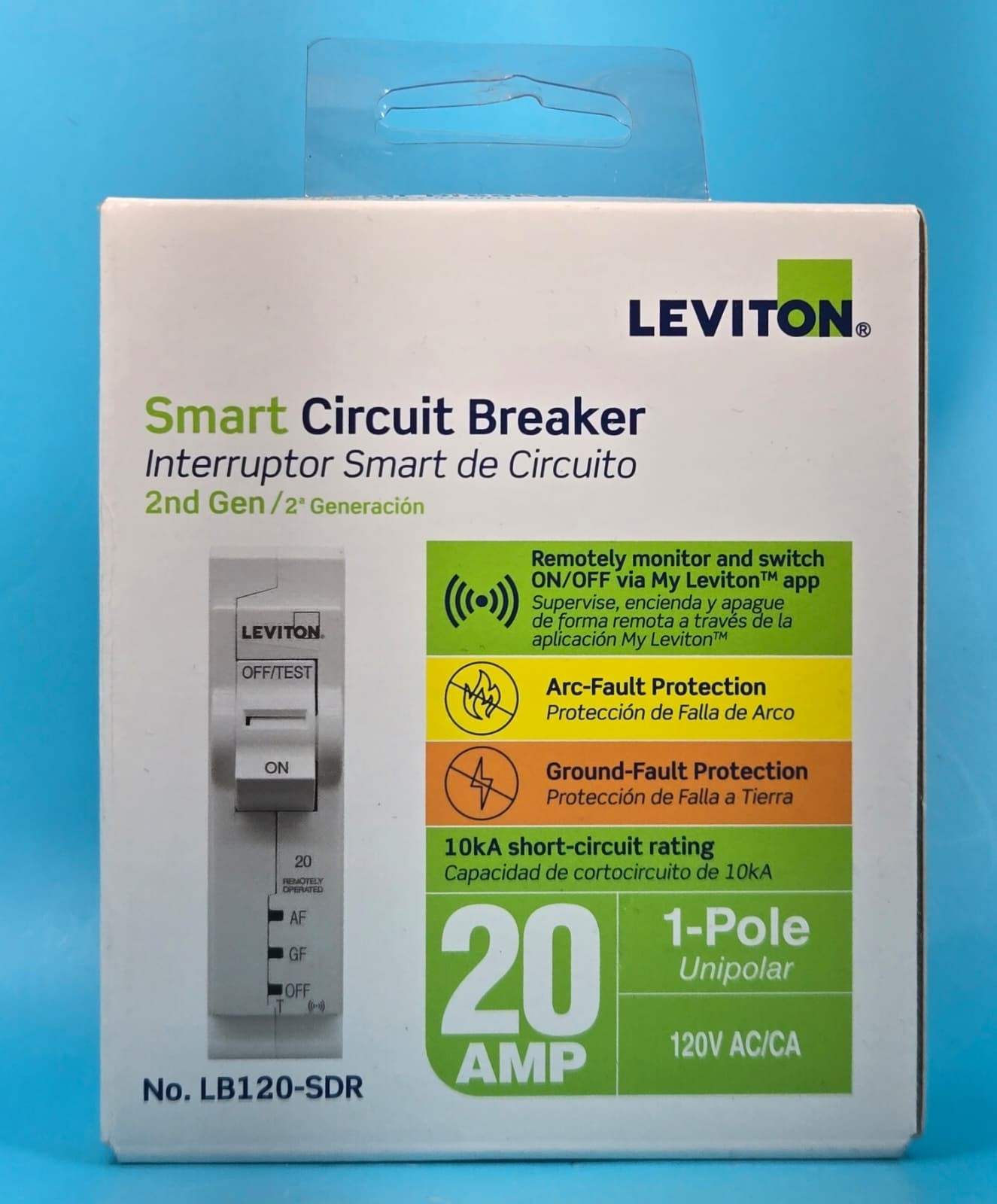 Leviton 2nd Gen Smart Circuit Breaker 20 Amp 120V Remote Control AFCI/GFCI