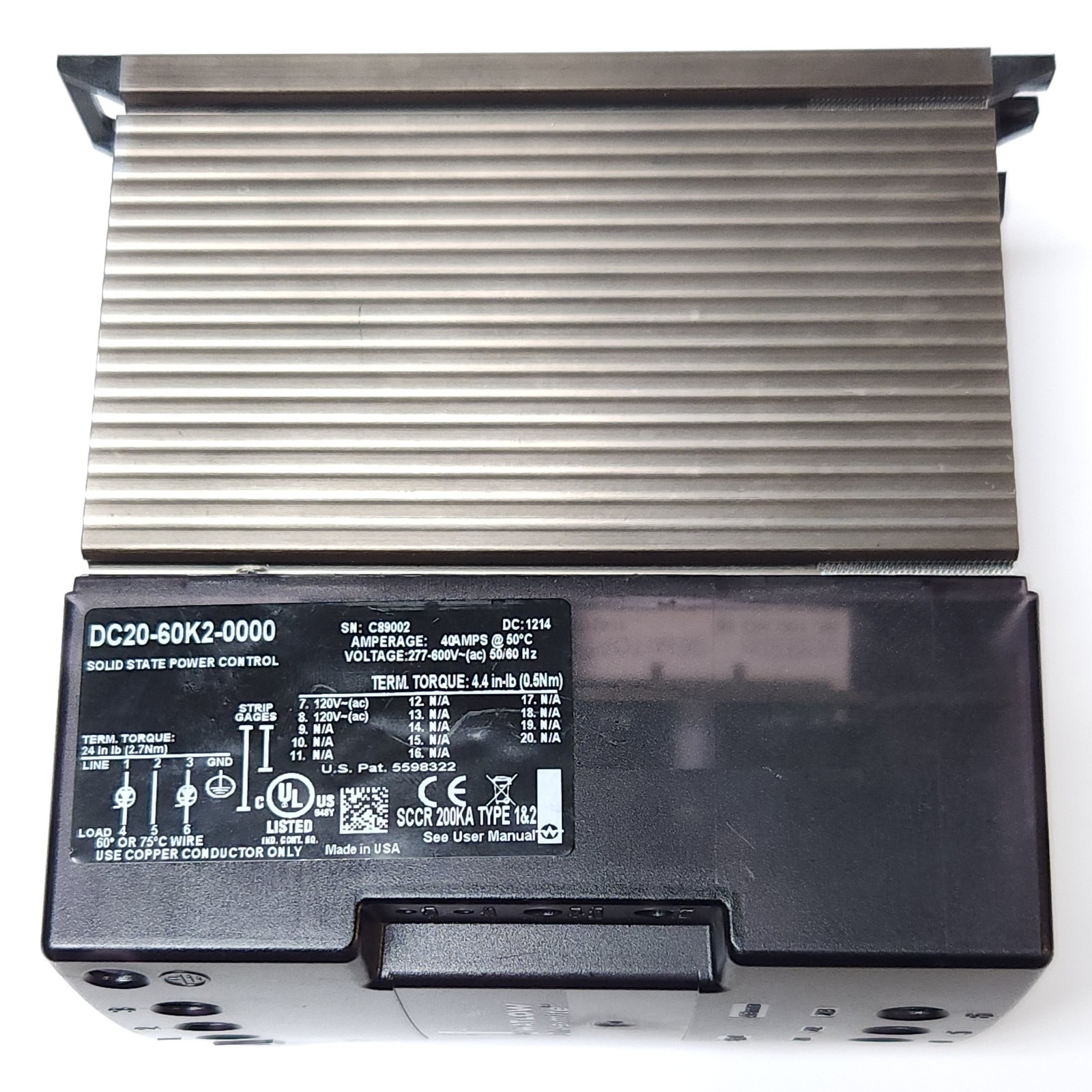 WATLOW DC20 60K2 0000 DIN-a-Mite Solid State Power Control Supply Module 277-600