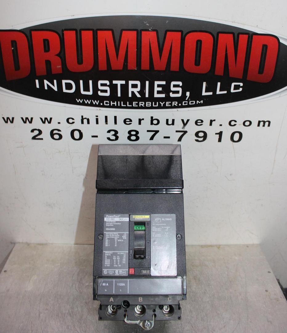 SQUARE D POWERPACT I-LINE CIRCUIT BREAKER HDA36060 60 AMP 600 VAC 3-POLE