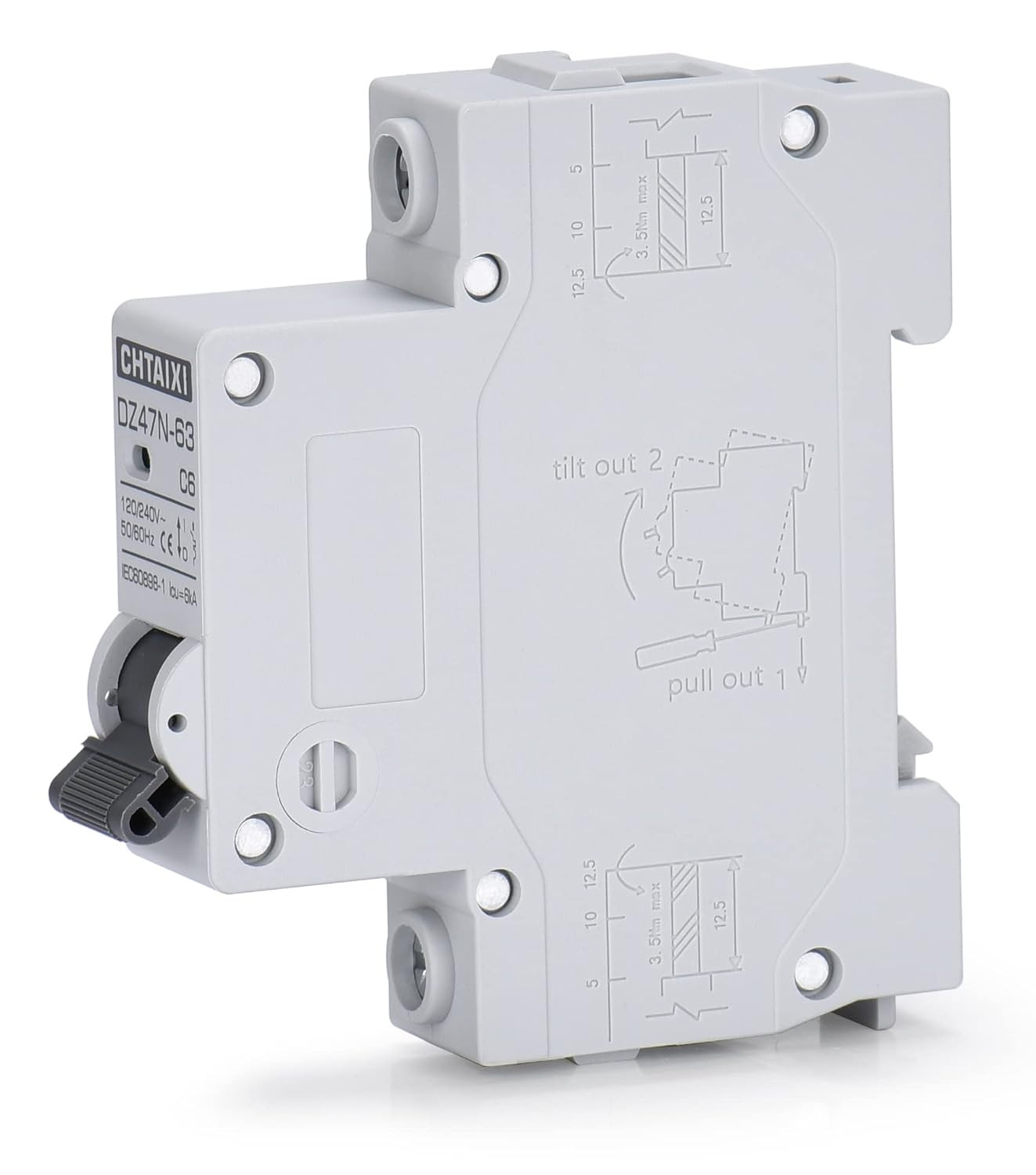AC Miniature Circuit Breaker, 10 Amp 120V/240V 1 Pole DIN Rail Mount Circuit Bre