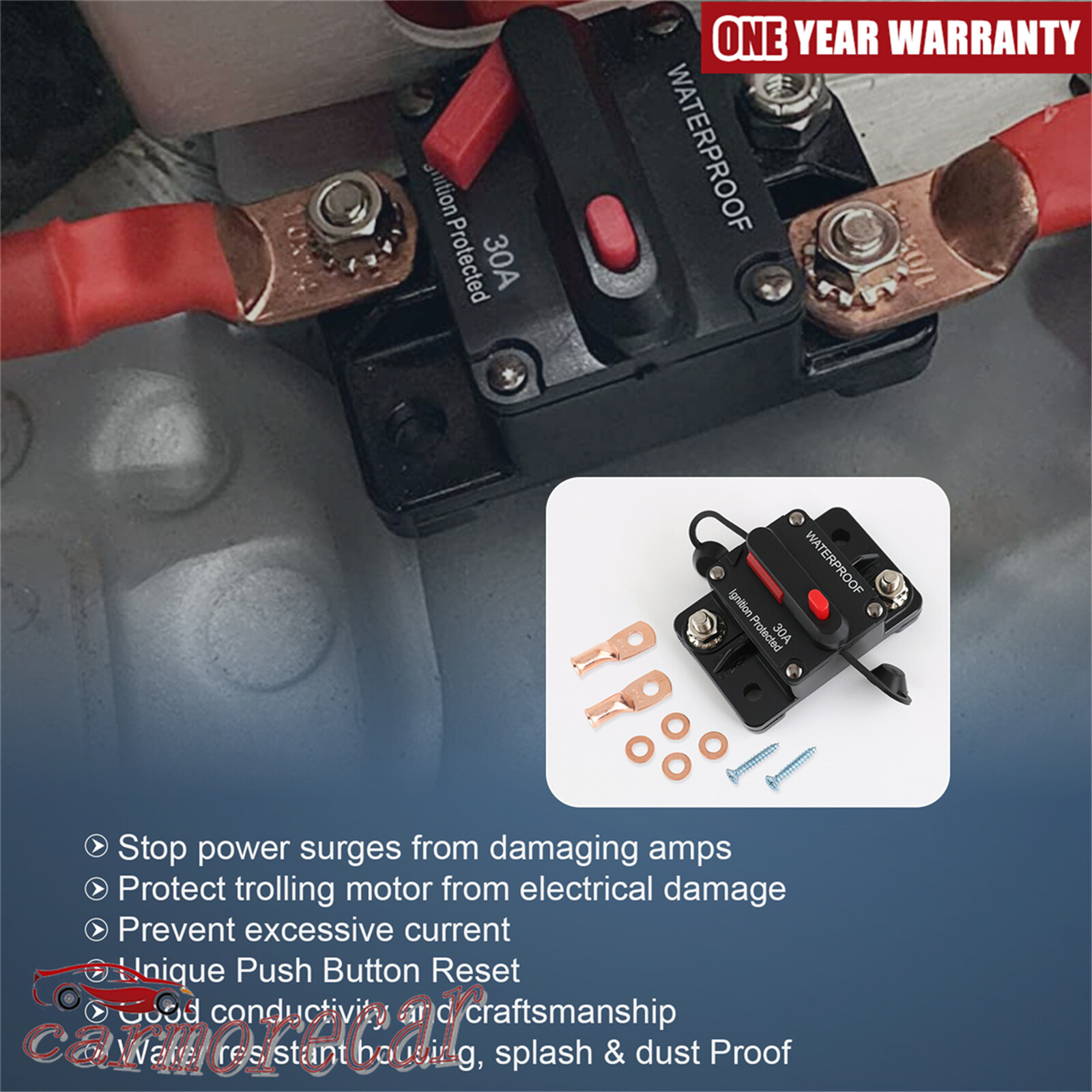 30A-300A AMP Circuit Breaker Fuse 12-48V DC Car Boat Manual Reset Switch IP67