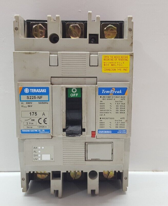 TERASAKI S225-NF TEMBREAK 175 AMPS 3 POLE CIRCUIT BREAKER / TESTED OK
