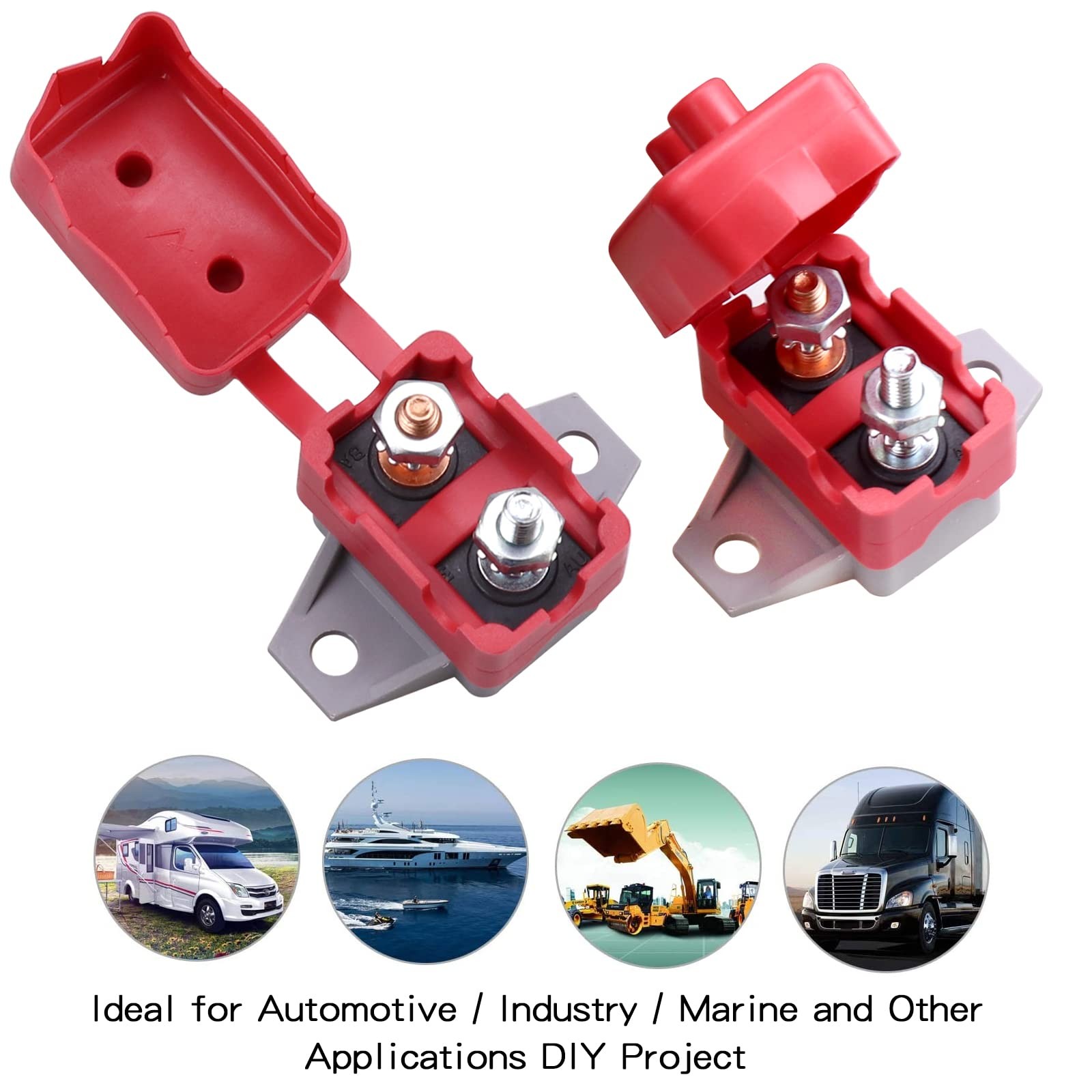 2 Pack Circuit Breaker, 35A, 12V, 24V DC, Automatic Reset, Stud Type, Marine