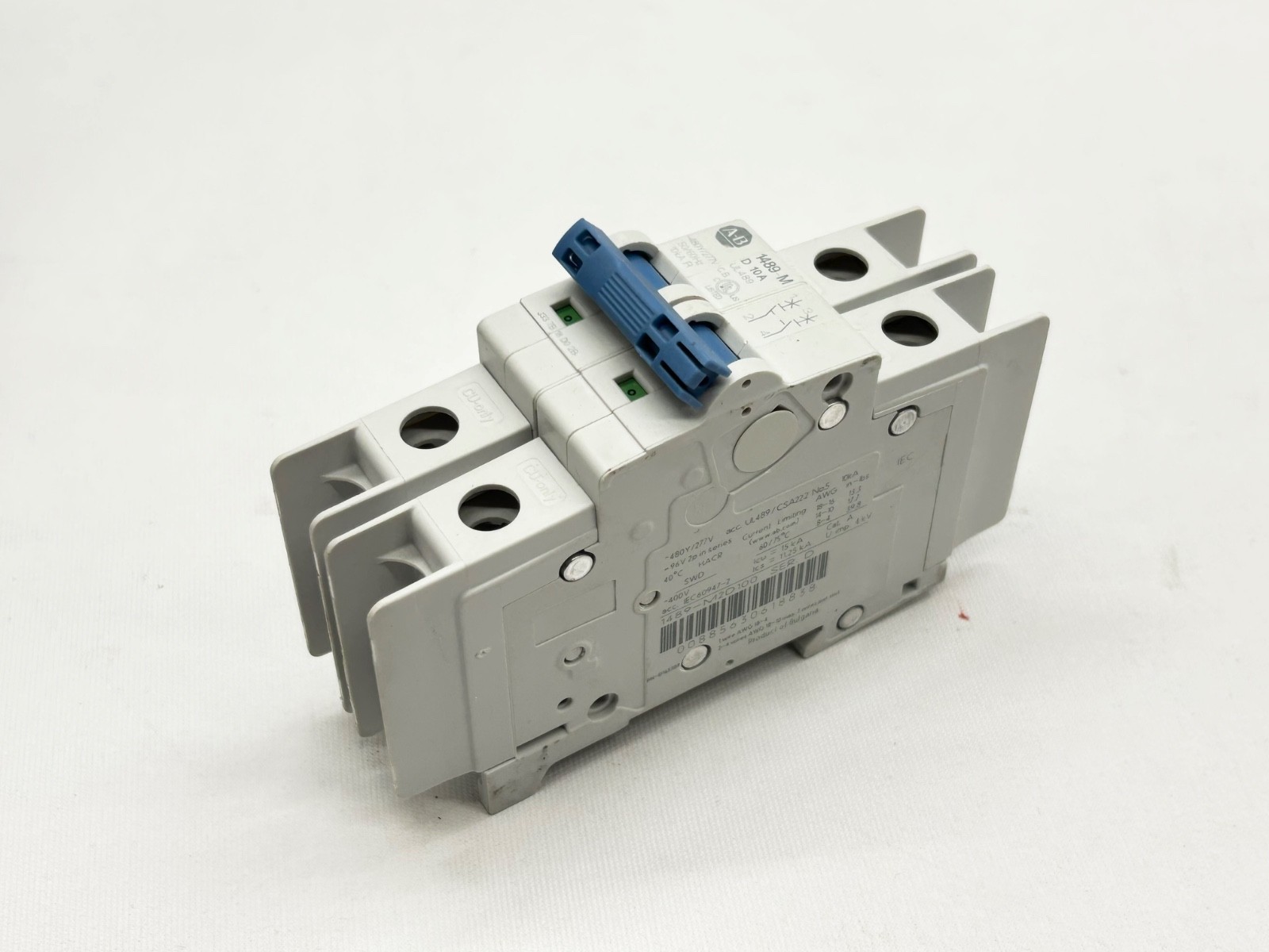 Allen Bradley 1489-M2D100 Ser D 10A 2 Pole D Curve Circuit Breaker UL489