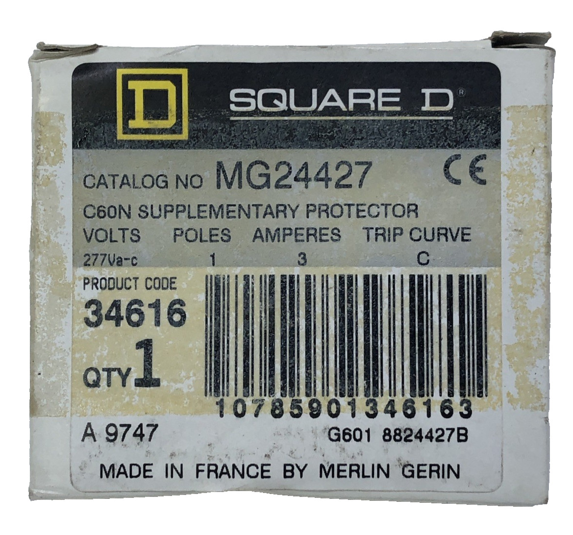 SQUARE D MG24427 3AMP 1 POLE 277V BREAKER MADE IN FRANCE BY MERLIN GERIN