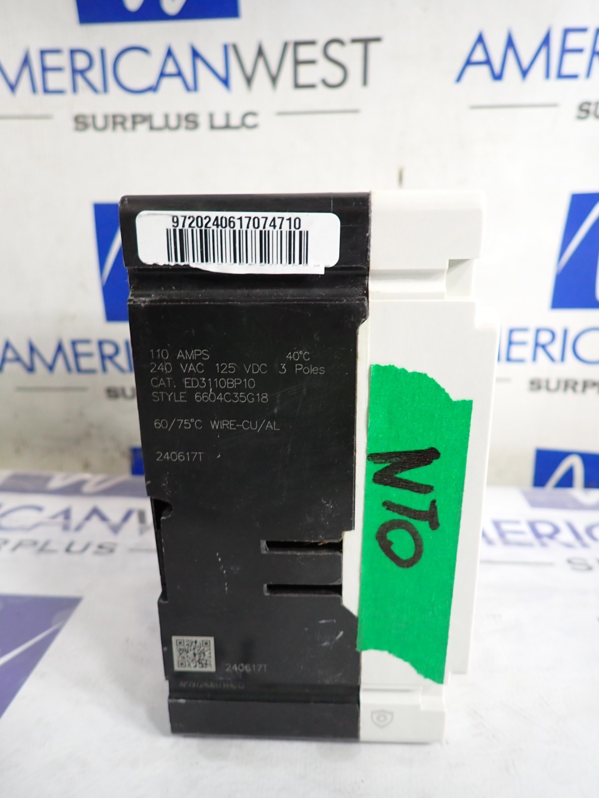 New Take Out Eaton ED3110 3p 110 amp 65kA 240v Breaker Red Label ED3110BP10