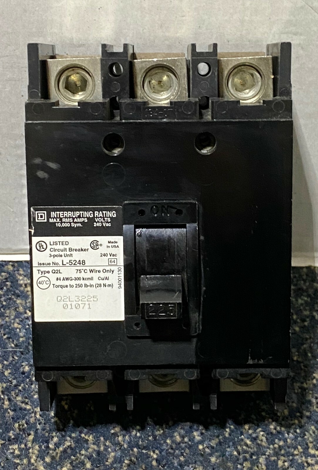 New Takeout Q2L3225 (225 Amp/ 240 Volt) 5 In Stock
