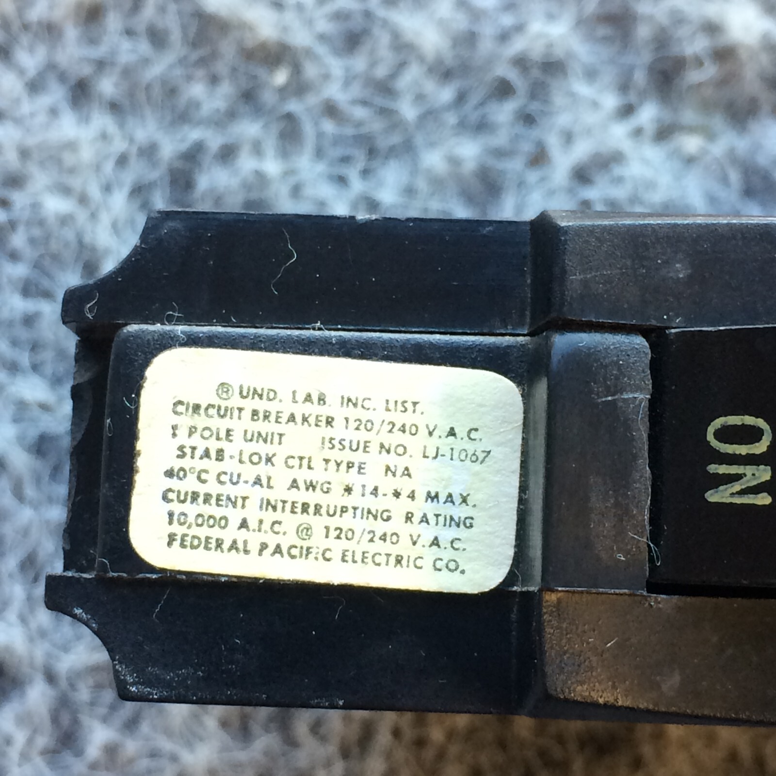 Federal Pacific 50 Amp 1 Pole Circuit Breaker FPE Stab-Lok Thick 120/240VAC