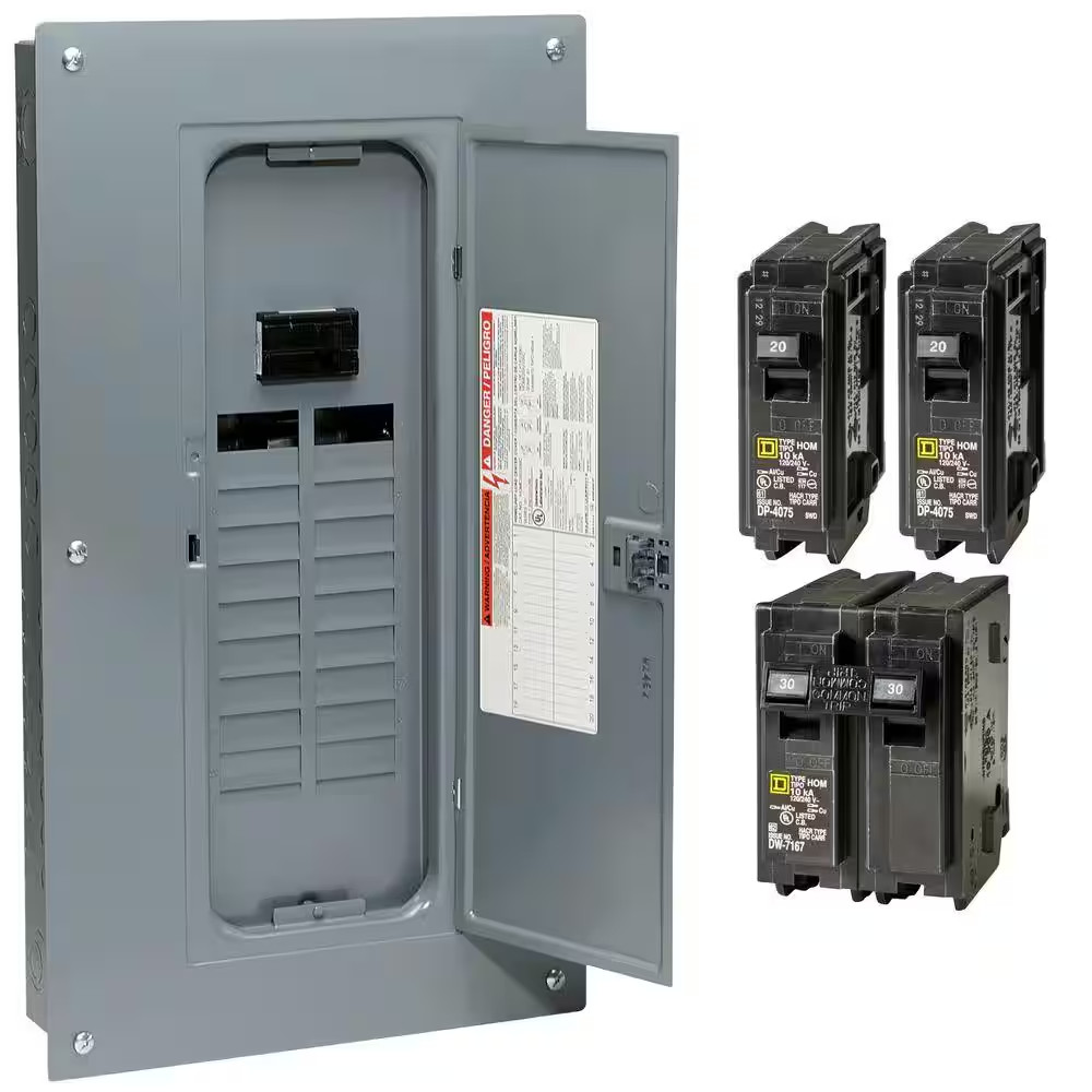 Homeline 100 Amp 20-Space 40-Circuit Indoor Main Breaker Qwik-Grip Plug-On Ne…