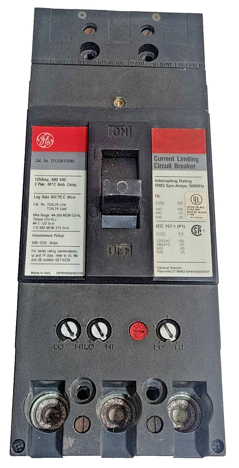 *NEW* GENERAL ELECTRIC GE CIRCUIT BREAKER 125 AMP 600V 3 POLE TFL236125WL