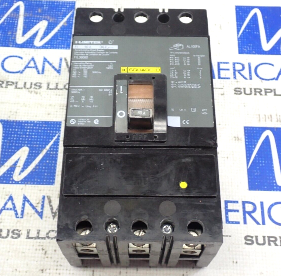 Square D FIL36060 3 Pole 60 Amp 600 Volt 200kA@480V I-Limiter Breaker – Tested