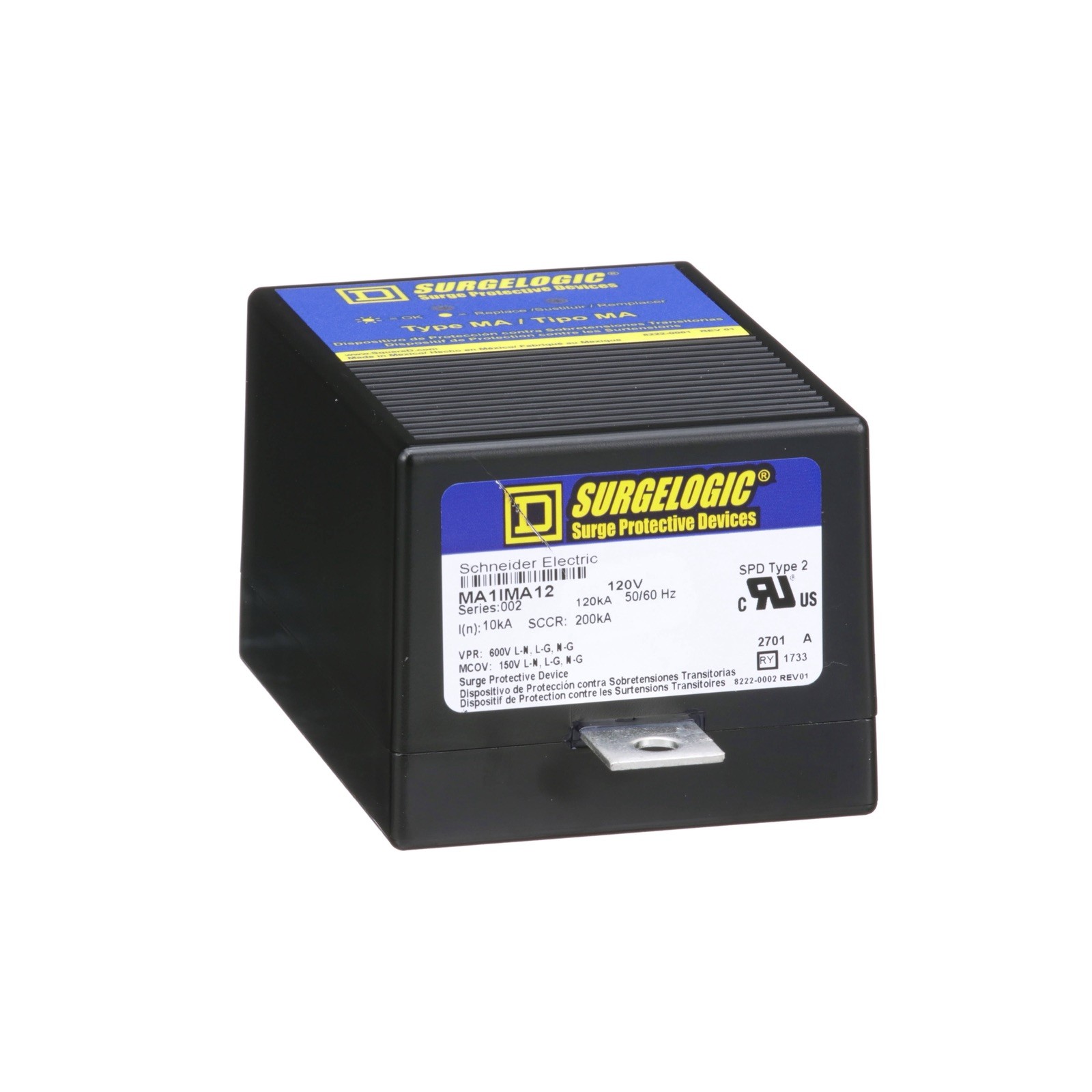 Used Square D Surgelogic MA1IMA12 Surge Protection Device, 120kA, 120/240V, 3W