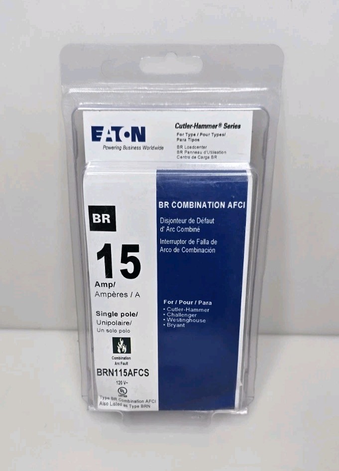 Eaton 15 Amp 120V 1-Pole AFCI Circuit Breaker Type BR Pigtail Neutral BRN115AFCS