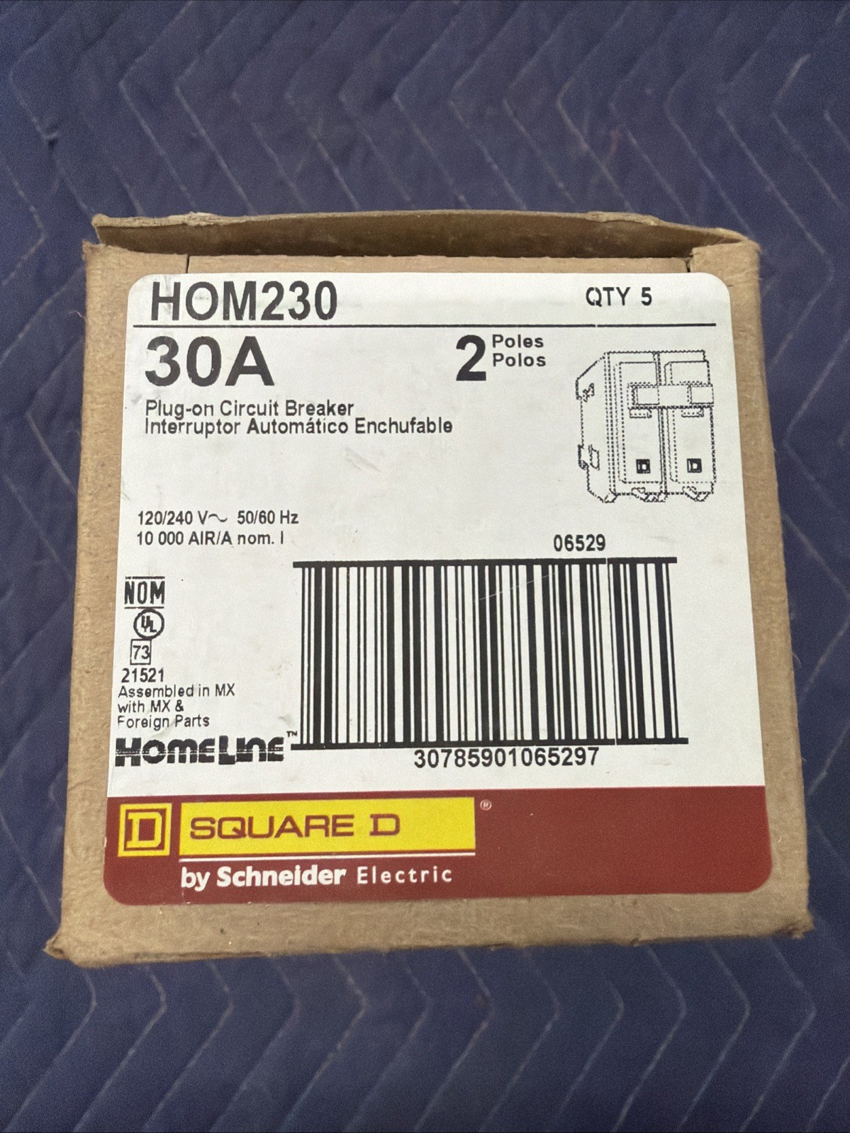 Square D HOM230 (5 PACK) 30 Amp 2P Circuit Breaker 120/240V Lot Of 5 NEW IN BOX