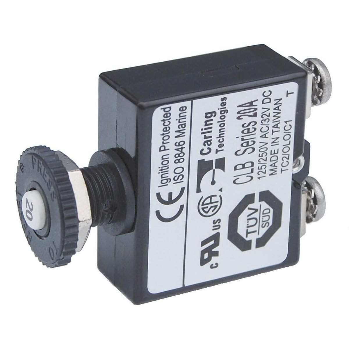 2134 Push Button Reset Only Screw Terminal 20A Circuit Breaker