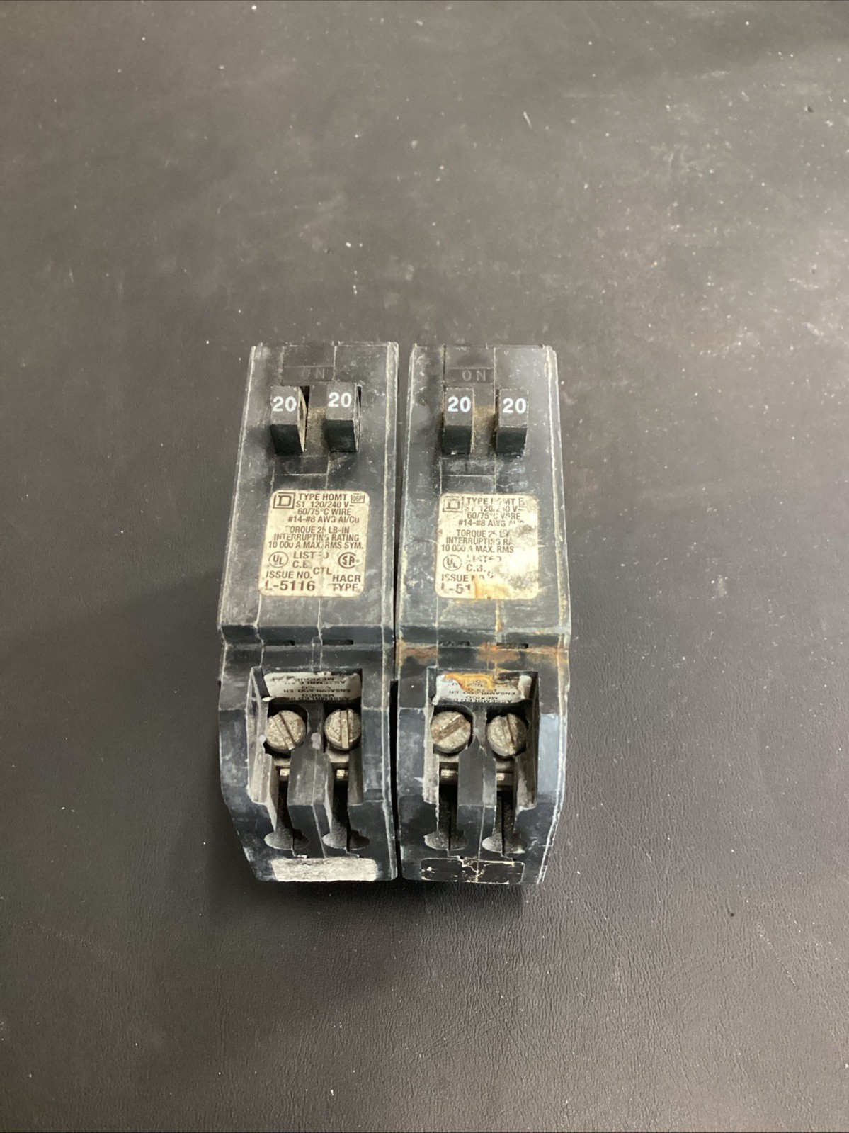 Square D HOMT2020 Tandem Circuit Breaker 20/20 Amp 1 Pole 120/240V 20A 1P