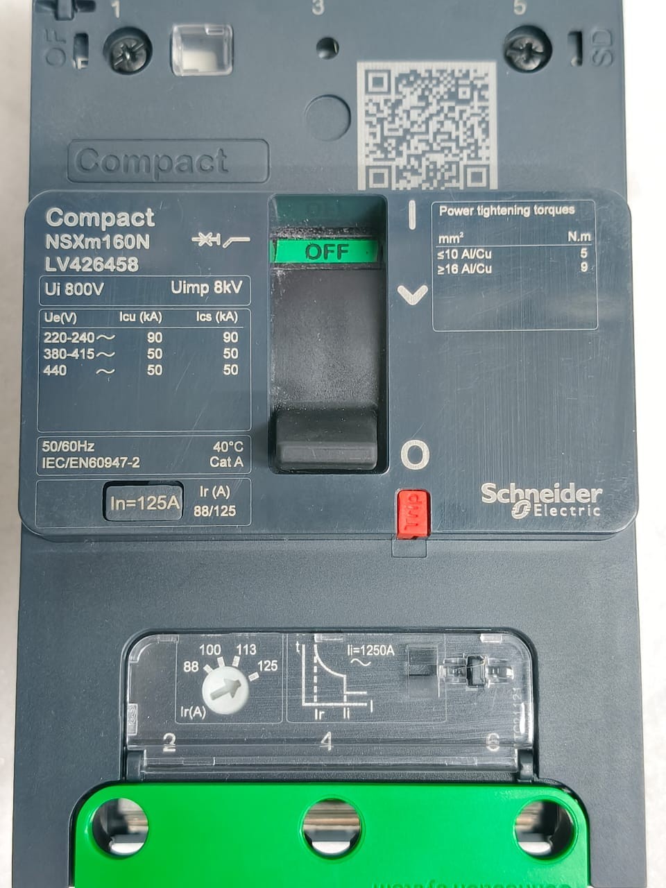 SCHNEIDER ELECTRIC LV426458 CIRCUIT BREAKER 3P3D TM125D 125A 50KA/380-415V FAST