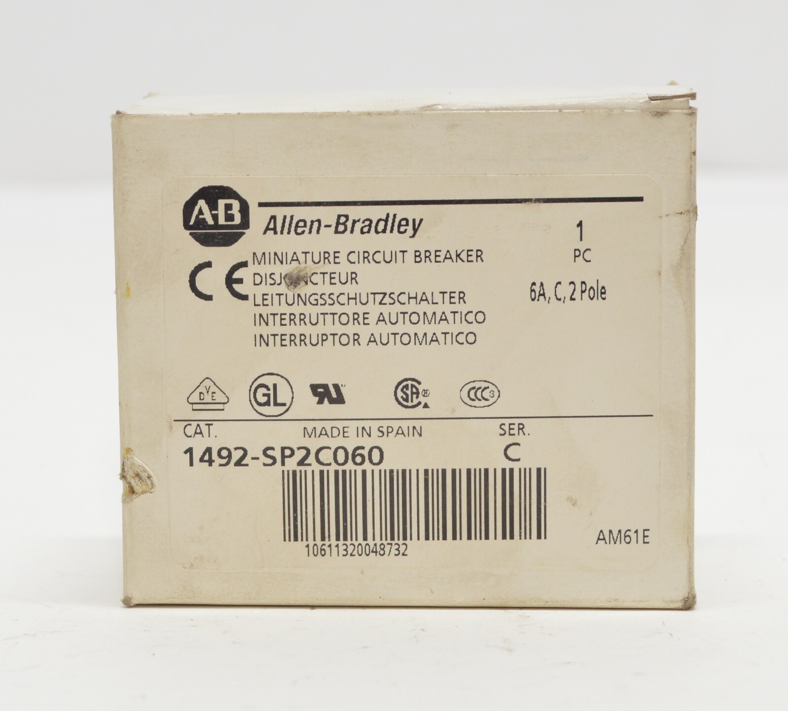Allen Bradley 1492-SP2C060 Circuit Breaker Series C 2 Pole 6 Amp 415 VAC