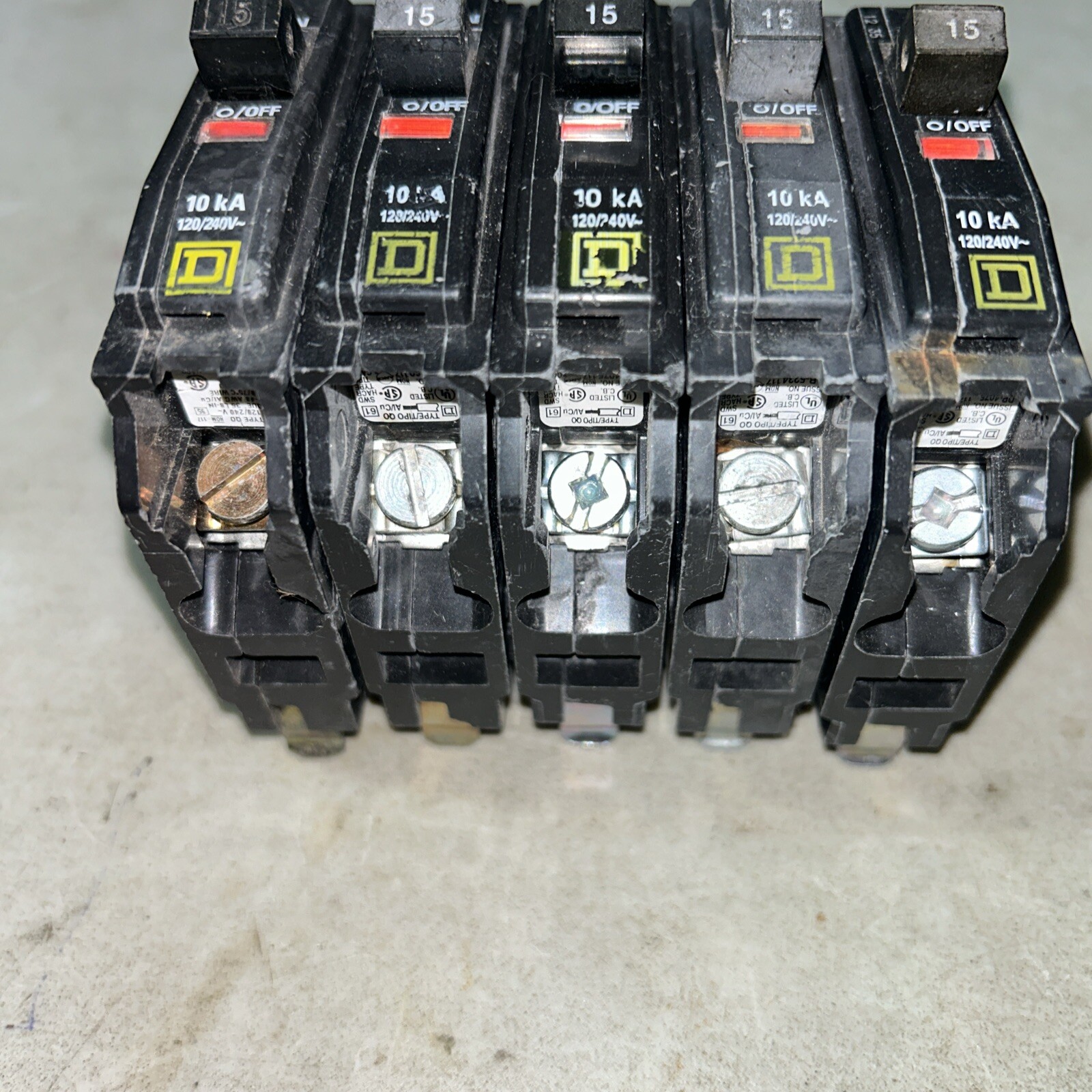 Lot Of 5 Square D QO115 15 Amp Miniature Circuit Breaker