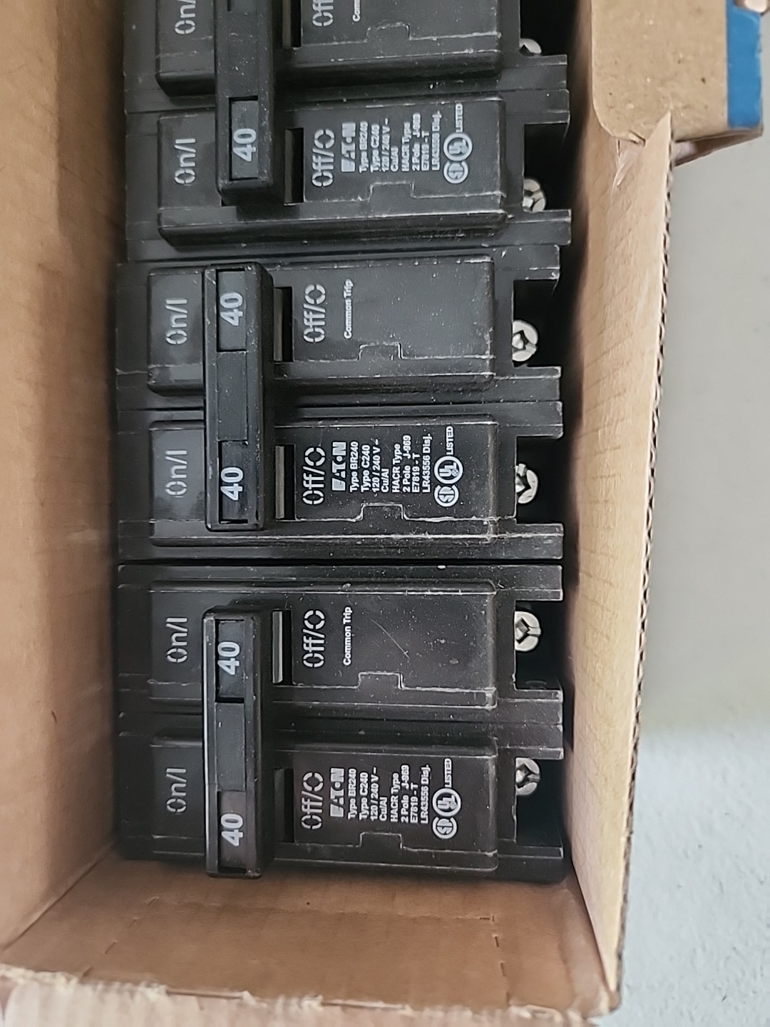NOS Lot Of 5 EATON BR240 Breaker 2 Pole 40 Amp 120/240