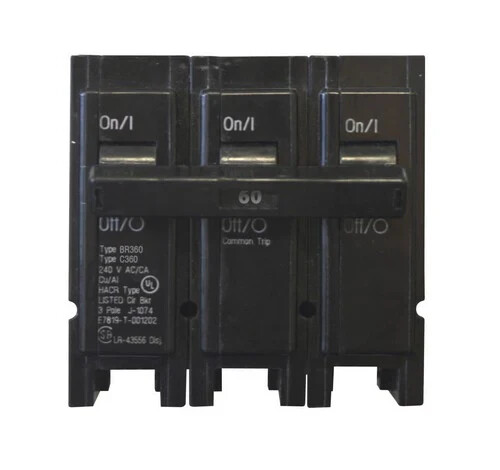 Eaton Br360 60 Amp 3 Pole Standard Trip Circuit Breaker Cutlet Hammer