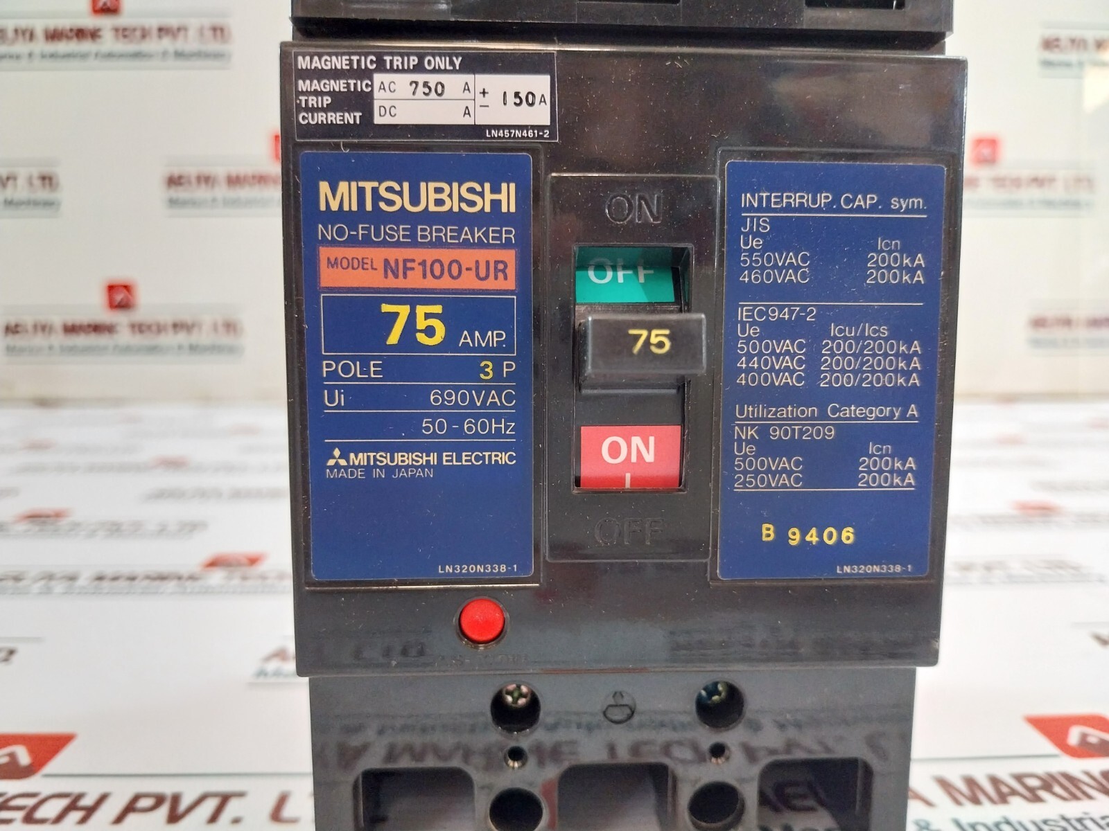 Mitsubishi NF100-UR No-Fuse Breaker Current Limiting Unit 75 Amp AC380-450V