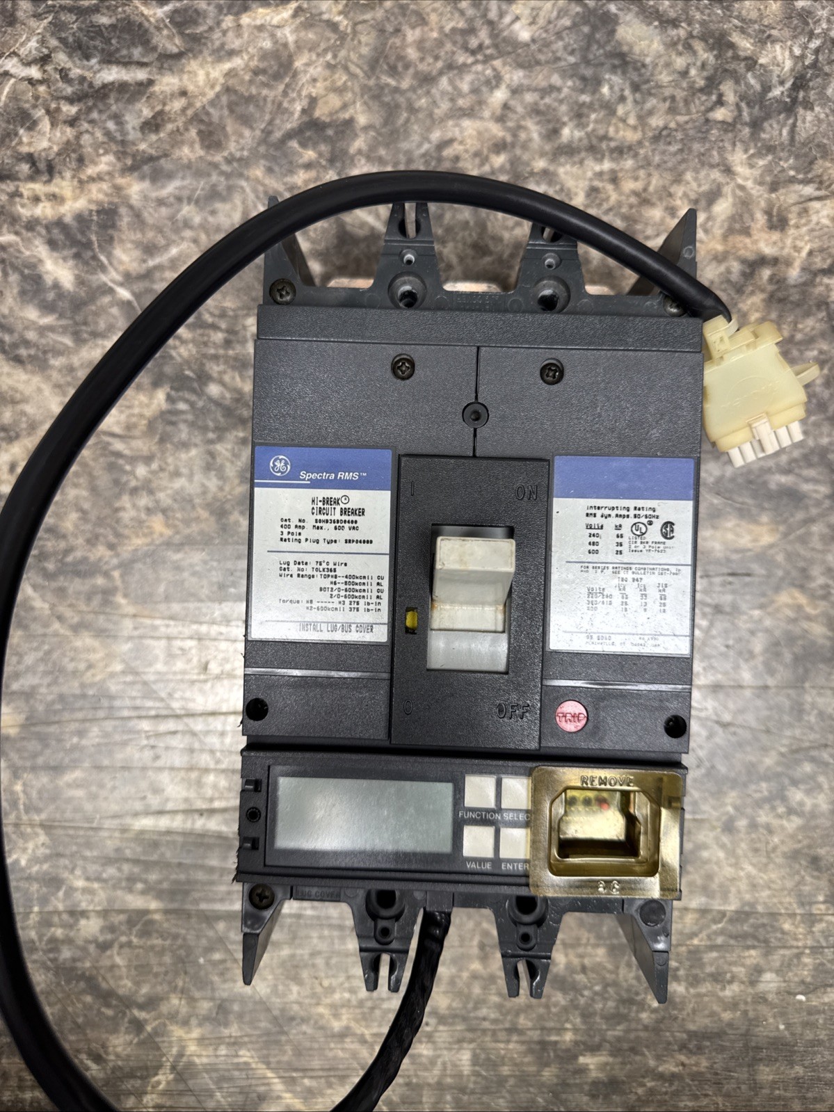 New Surplus GE Spectra RMS SGHB36BD0400 3p 400amp 600volt LSIG CIRCUIT BREAKER