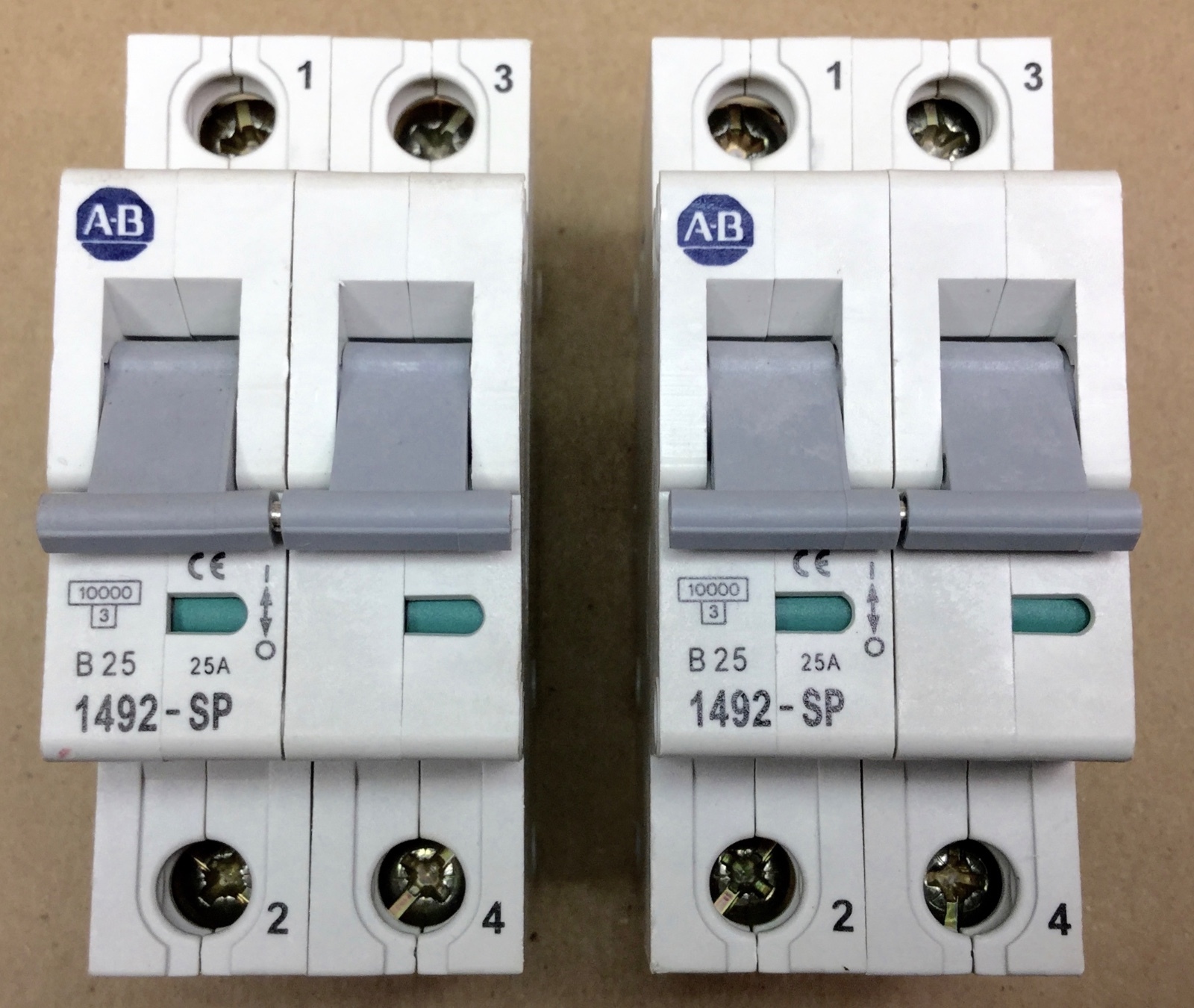 ALLEN BRADLEY 1492-SP2B250 CIRCUIT BREAKER 2 POLE 25A 277V (SET OF 2) NEW NO BOX
