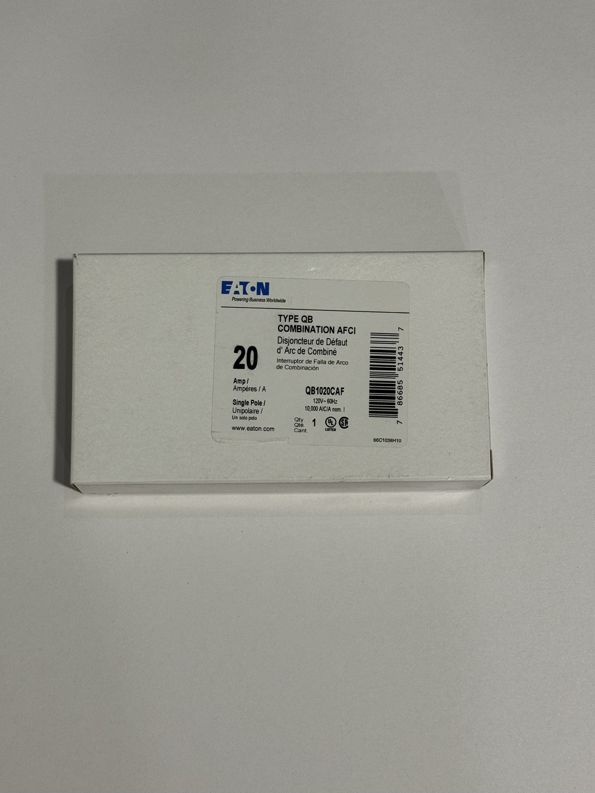 Eaton QB1020CAF QuickLag Combination AFCI Bolt-on New in box