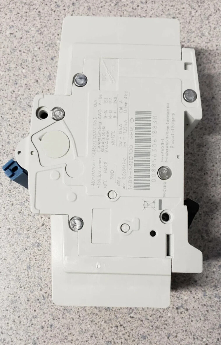 ALLEN BRADLEY, 1489-M2D100: Miniature Circuit Breaker, 2 Pole, 10A, DIN Mount