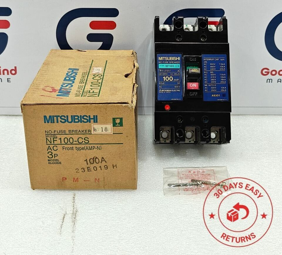 MITSUBISHI NF100-CS NO-FUSE CIRCUIT BREAKER 100A 3 POLE 600VAC NEW FAST SHIPPING